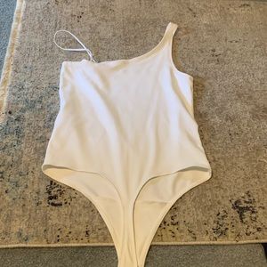 Abercrombie & Fitch White Asymmetrical Bodysuit